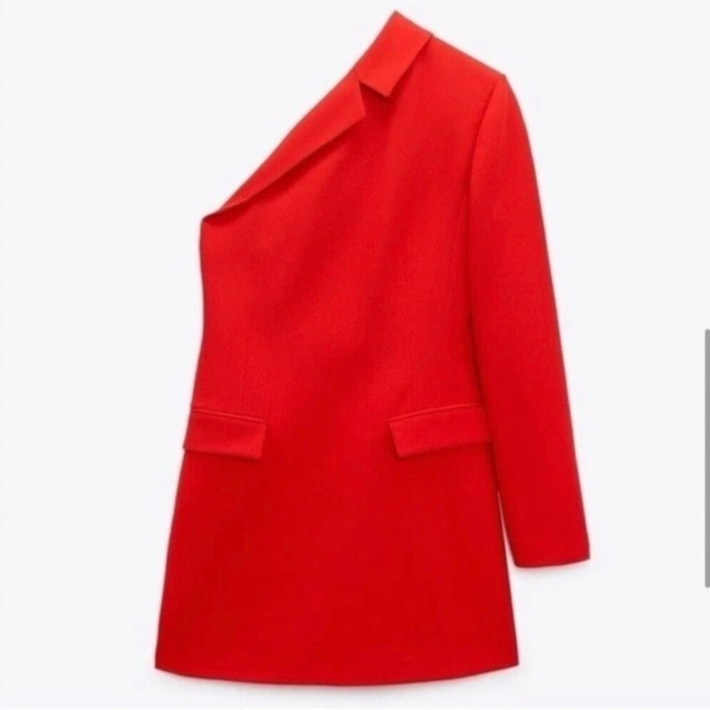 Zara Red One Shoulder Dress